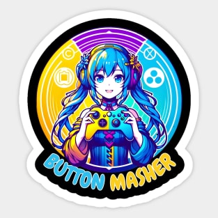 Button smashing gamer girl Sticker